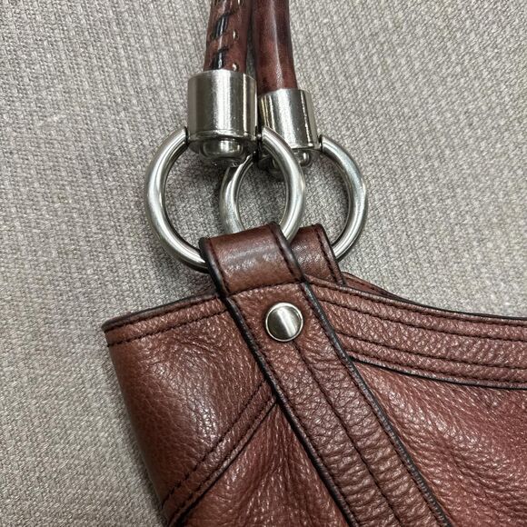 Vintage brown leather Makowski shoulder bag with Y2K chunky silver hardware - Picture 7 of 7